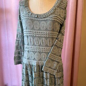 NWOT Sundance allover stretch lace midi dress ~Aqua blue ~ Medium